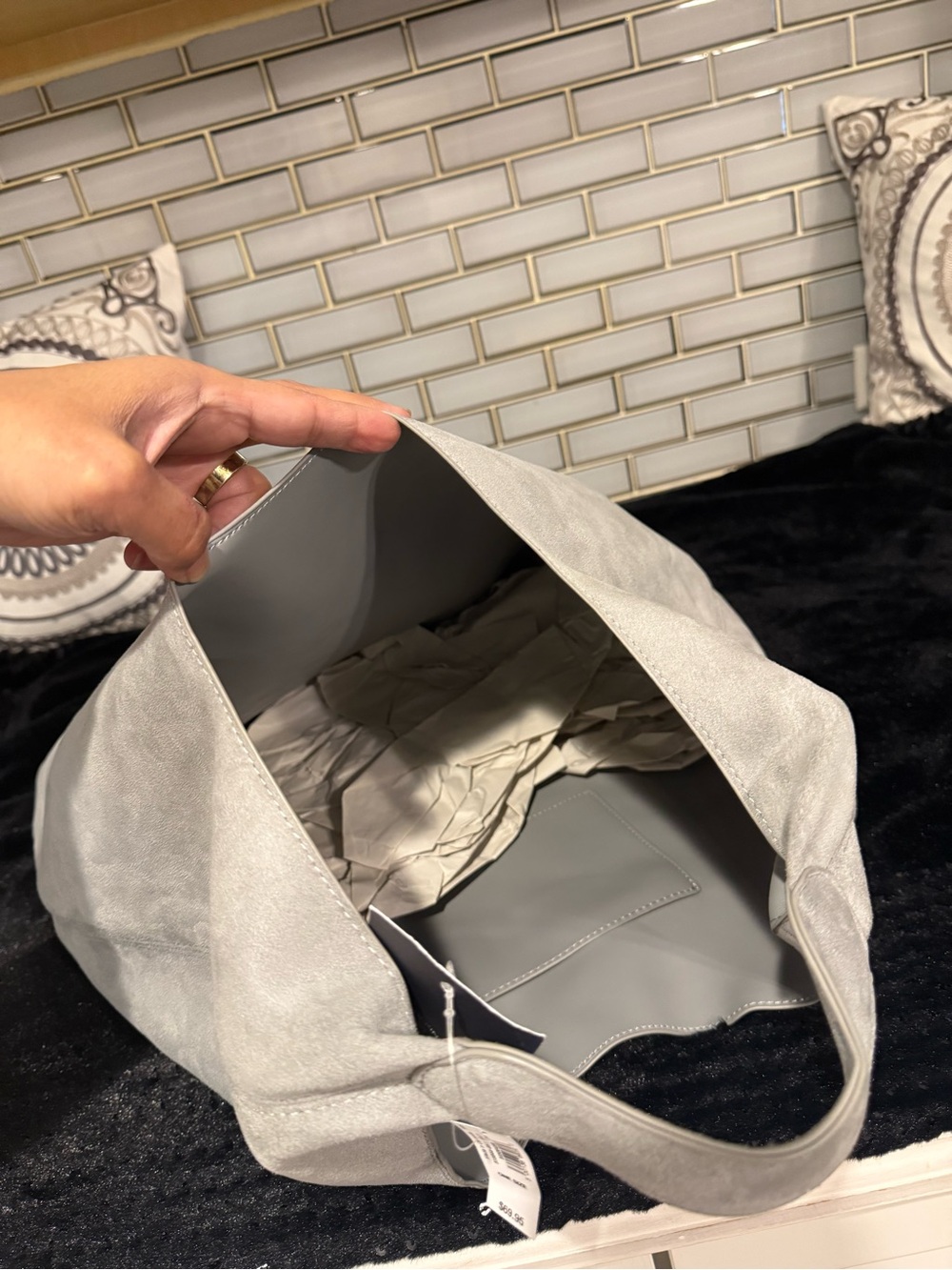 GAP Vegan Leather Slouchy Tote - GRAY - Picture 4 of 5